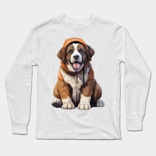 Winter St Bernard Dog Long Sleeve T-Shirt